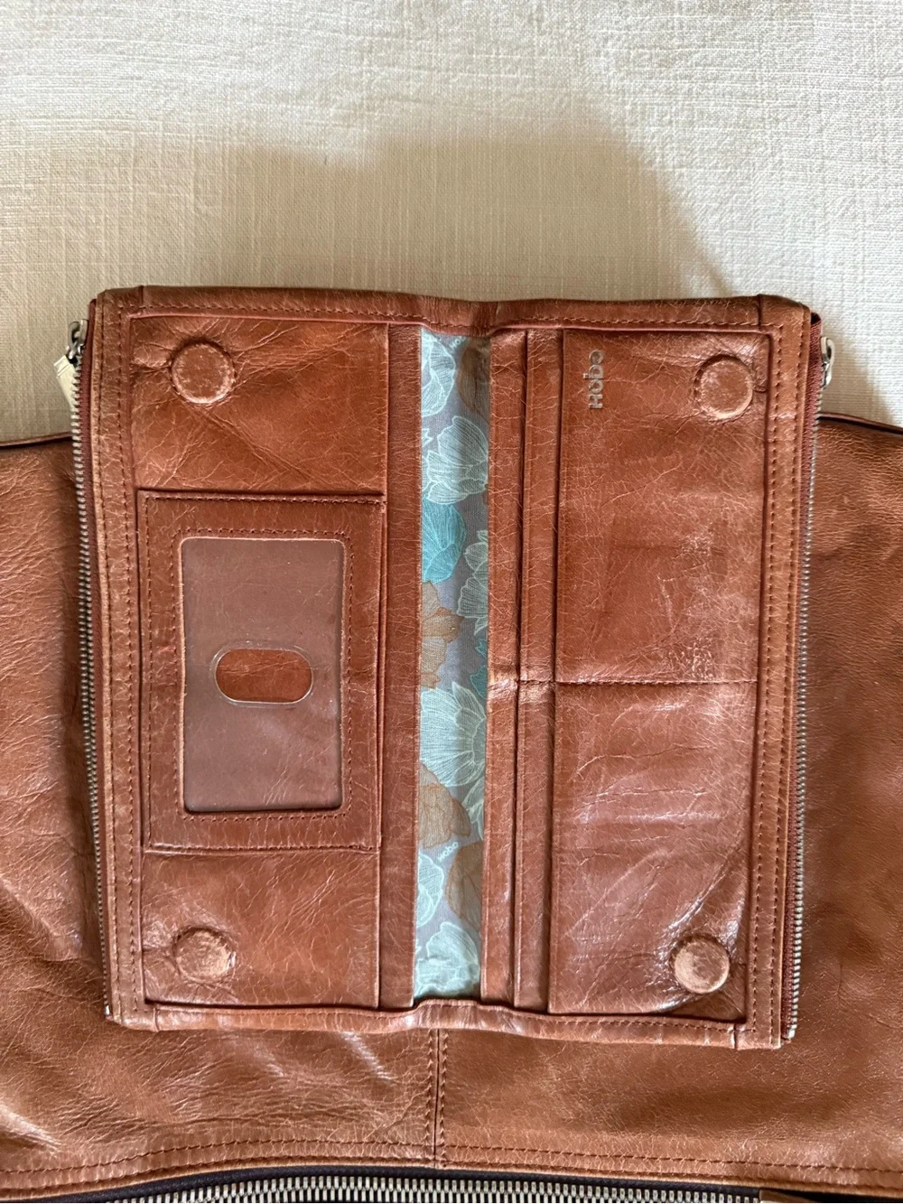 HOBO Cognac Brown Leather Crossbody with Matching Wallet